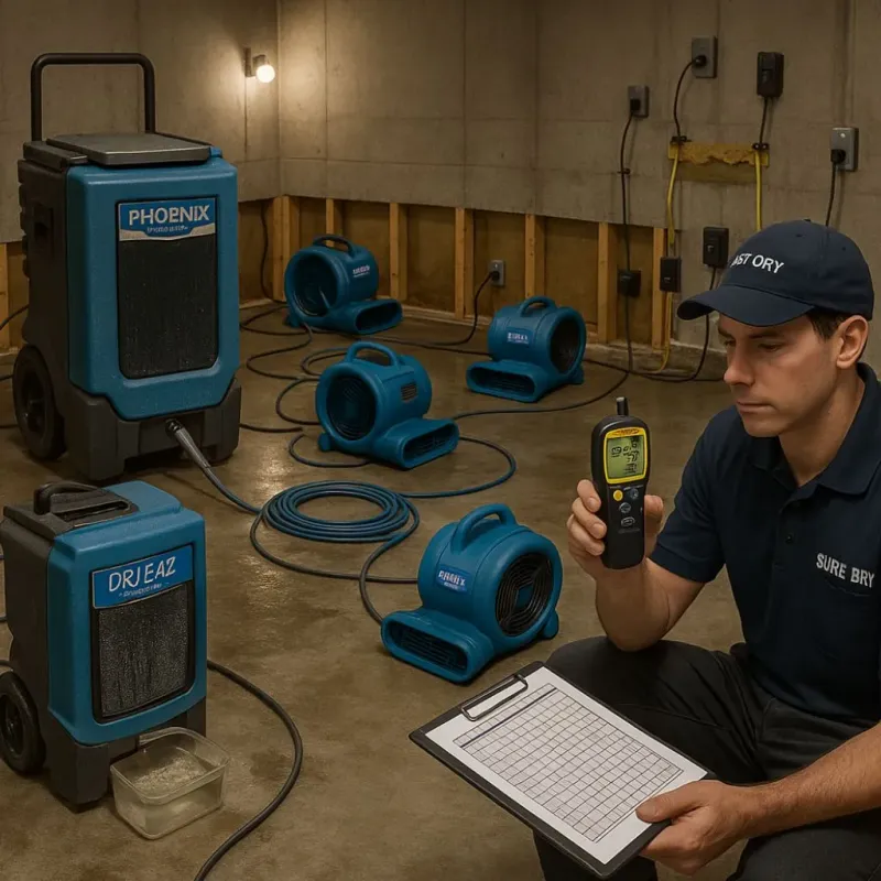 Structural Drying and Dehumidification process in Fairway, KS